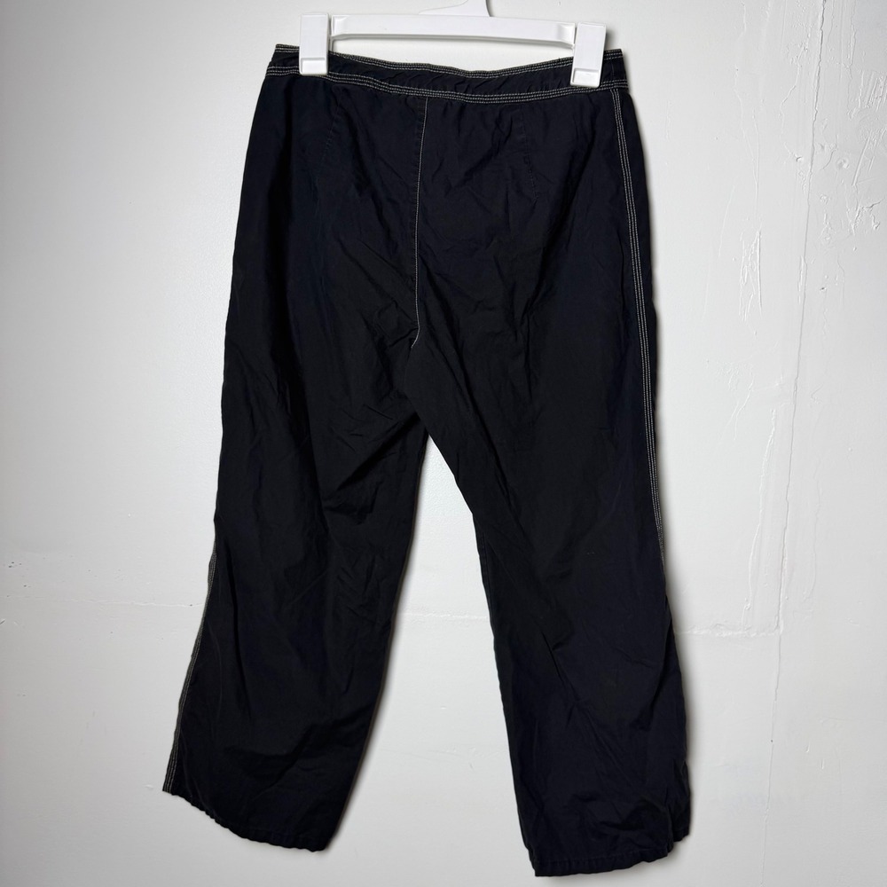 Faded Glory Baggy Cropped Black Lace Up Front Y2K Grunge Cotton Pants Size 4 - Picture 8 of 8